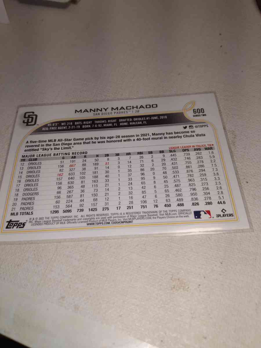2022 Topps Manny Machado