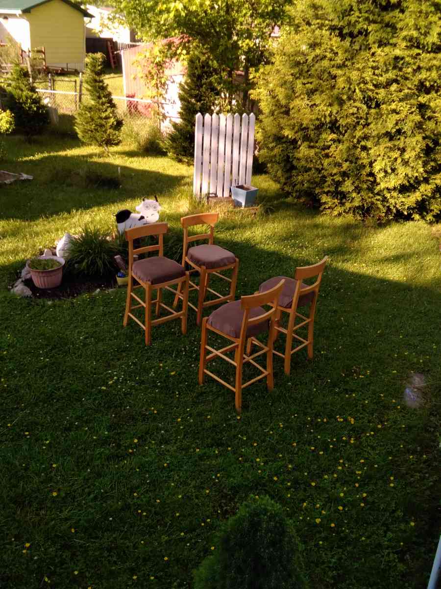 4 bar height wood stools