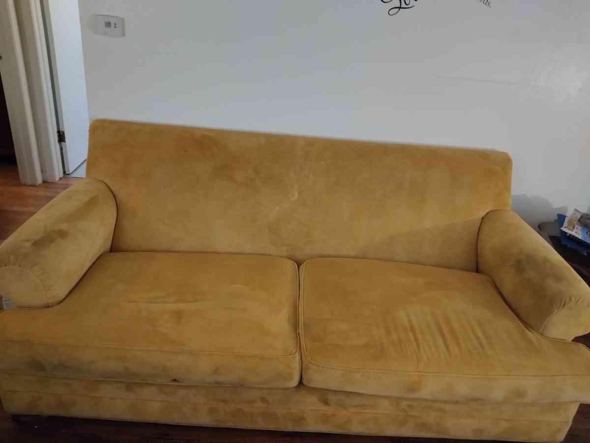 used yellow leather couch