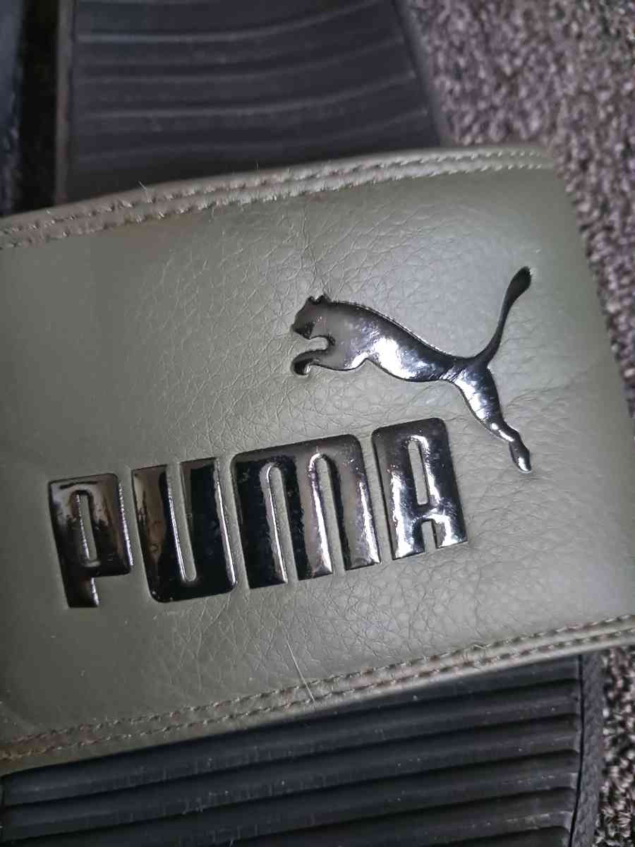 Forest Green and Black Puma Slides