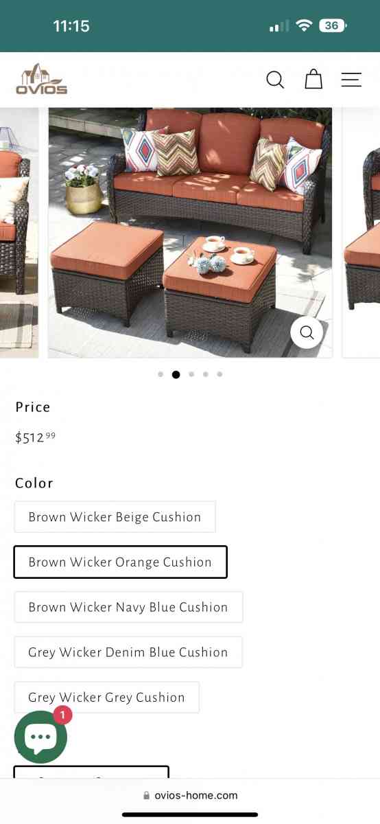 Outdoor Couch 3Piece with Ottoman Kenard Curved Handres