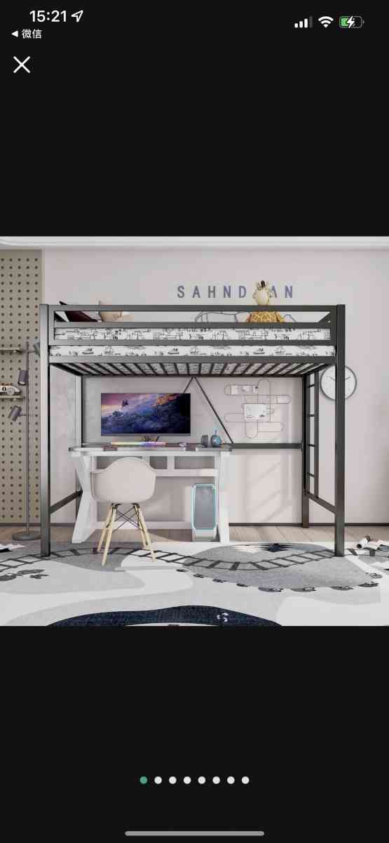 Metal Twin Loft Bed Frame for Kids  Teens with Safety Guardr