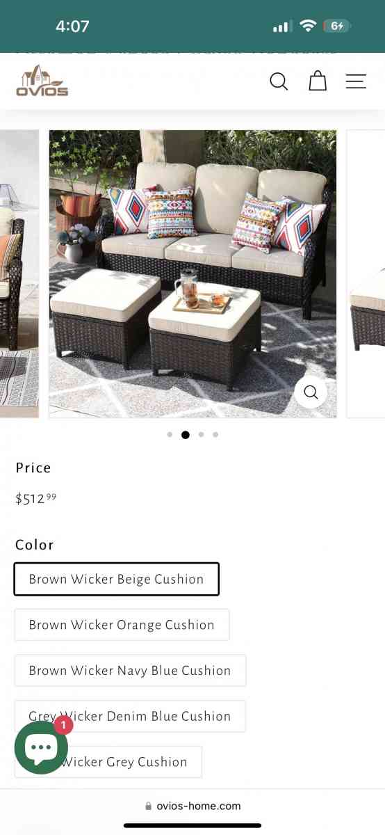 Outdoor Couch 3Piece with Ottoman Kenard Curved Handres