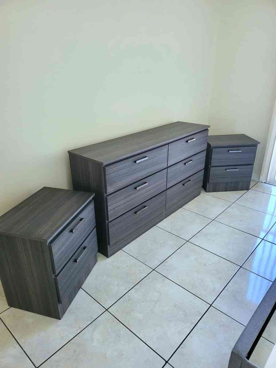 NEW DOUBLE DRESSER AND TWO NIGHTSTANDS  ASSEMBLED
