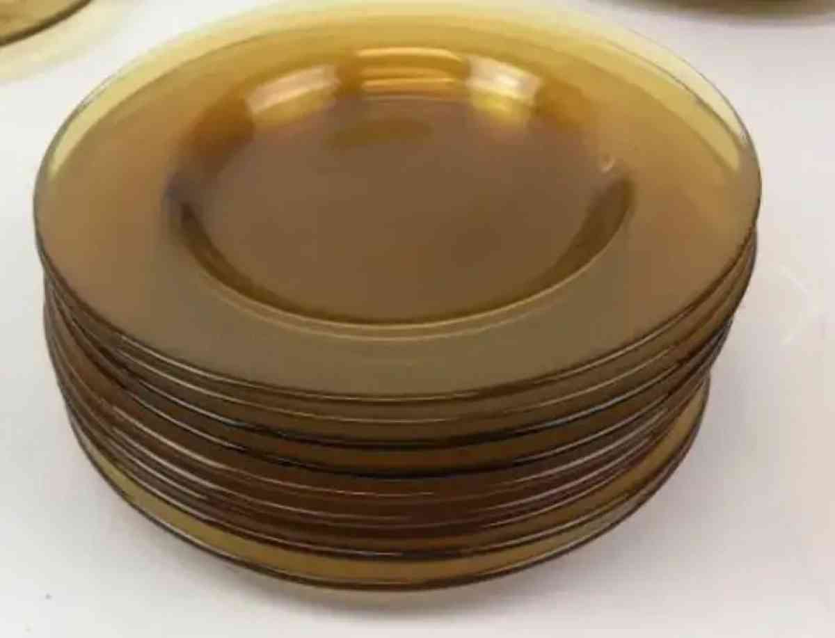 mid century amber plates price for all