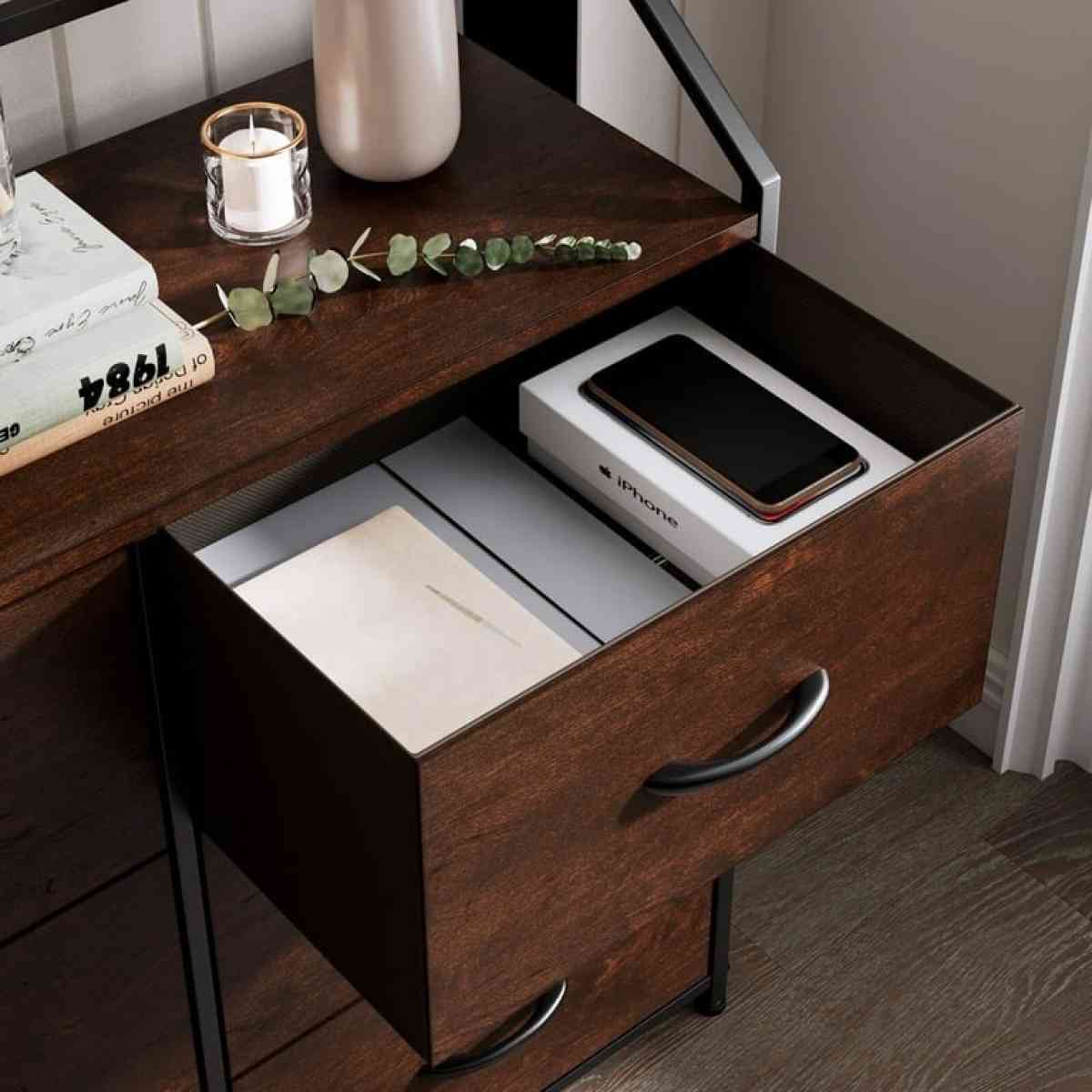 Dresser with 6 Fabric Drawers Wood Dresser Chest of Drawers