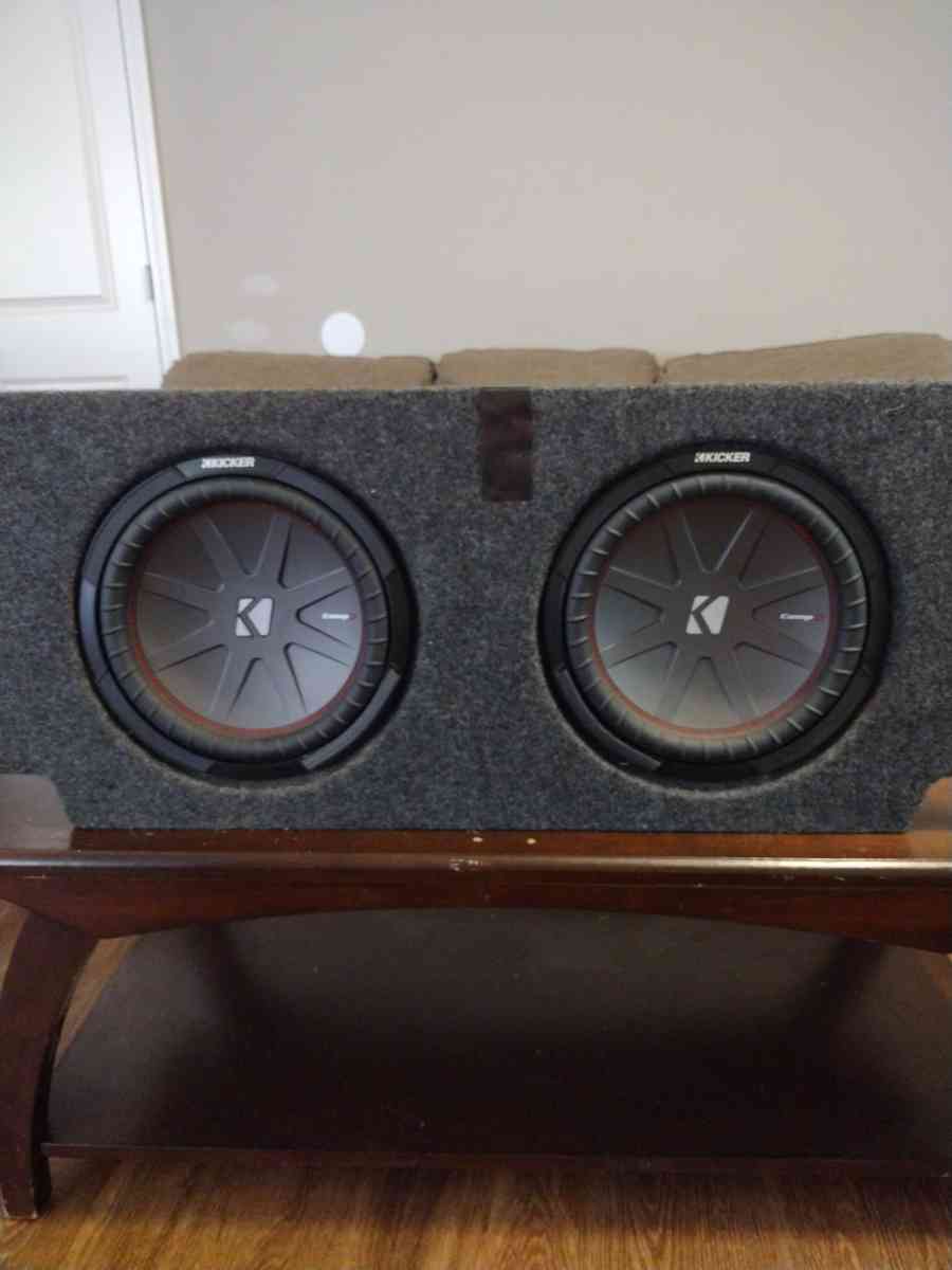 2 12 kicker comp R subwoofers in custom box