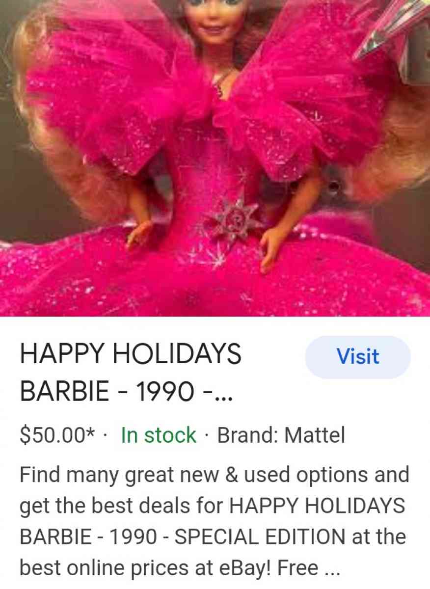 vintage Holiday Barbie in beautiful pink dress