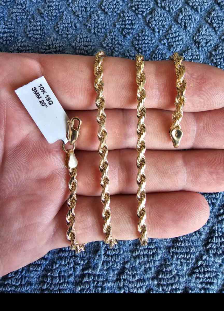 10kt Real Gold Rope Chain Necklace