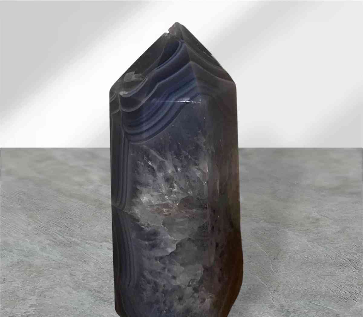 Blue Lace Banded Agate Crystal Tower