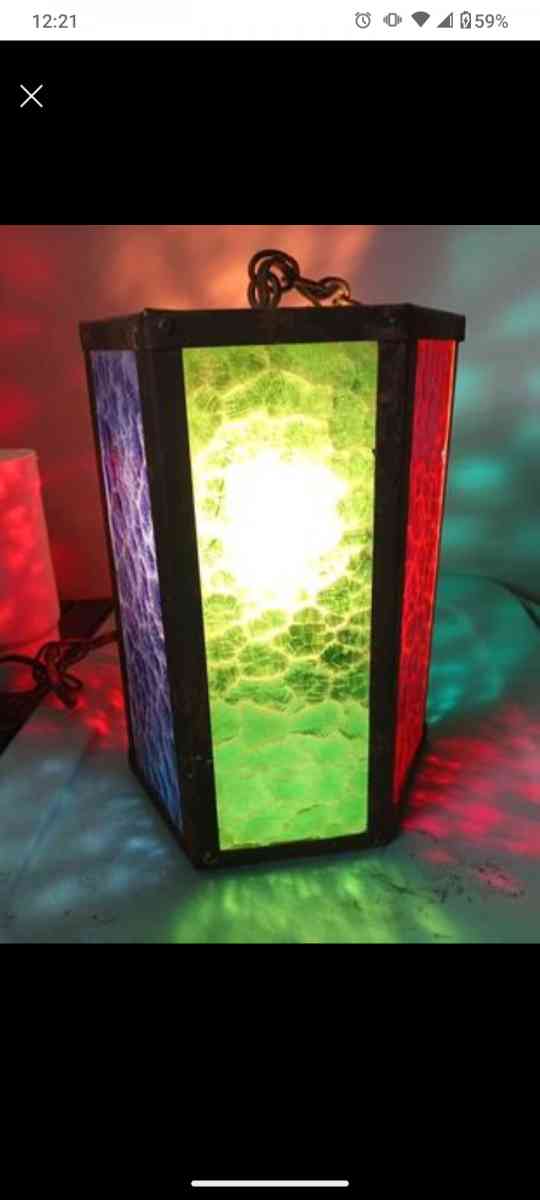 6 Sided Stained Glass Overhead Lamp