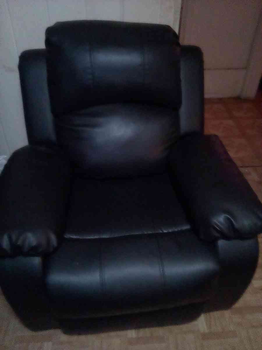 3 piece black leather recliner sofa set