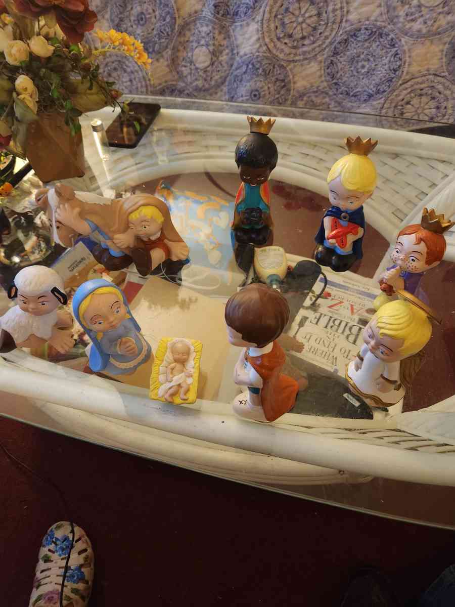 Vintage 1975 Gare Inc Nativity Scene 9 Pc Set Children in Co