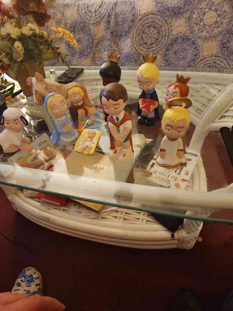 Vintage 1975 Gare Inc Nativity Scene 9 Pc Set Children in Co