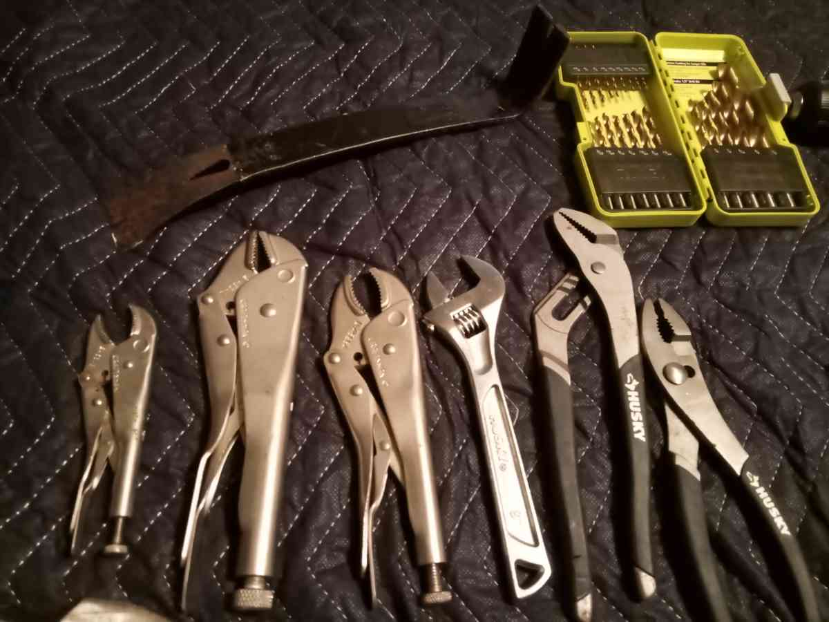 Husky tool bag with assorted tools