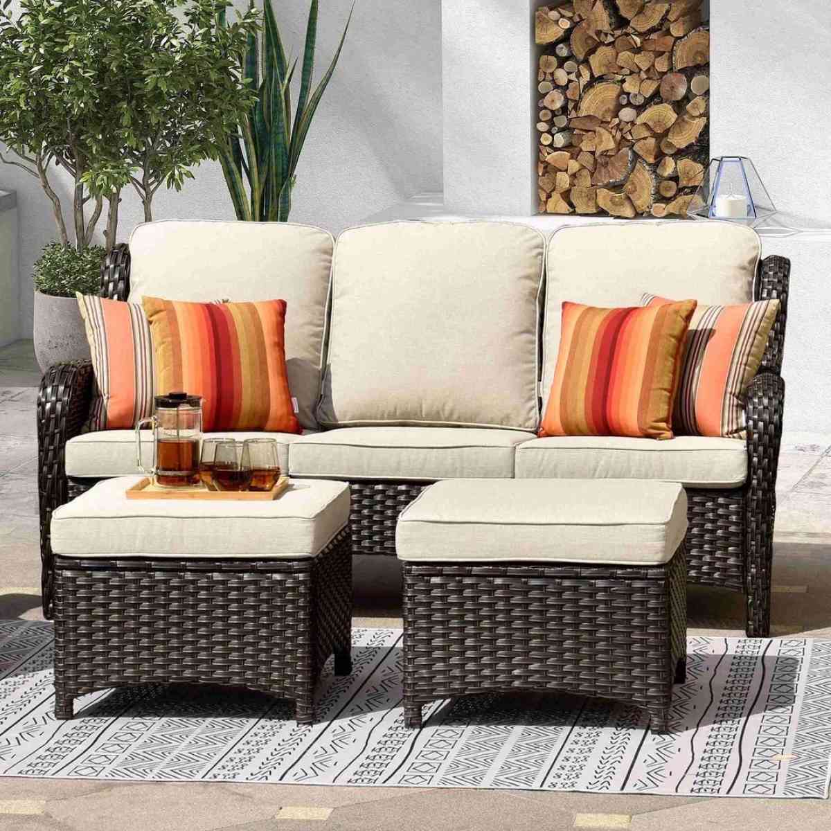5piece Patio Furniture Patio sofa set outdoor couch with 2 o
