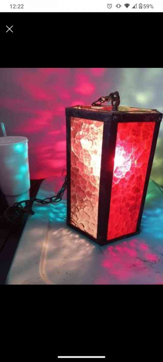 6 Sided Stained Glass Overhead Lamp