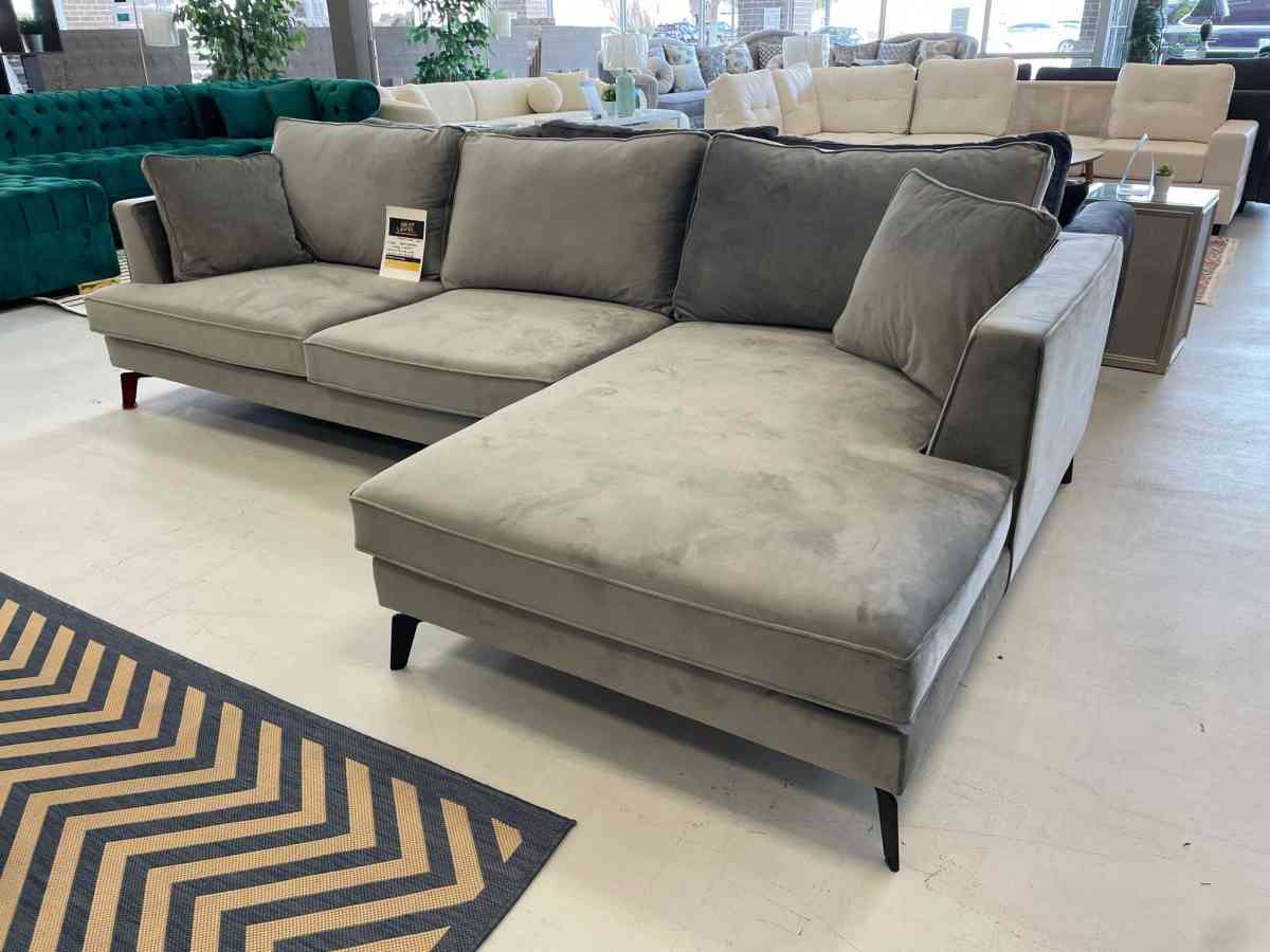 SPECIAL PRICE ON THIS MONTHTIKA GRAY VELVET SECTIONAL BRAND