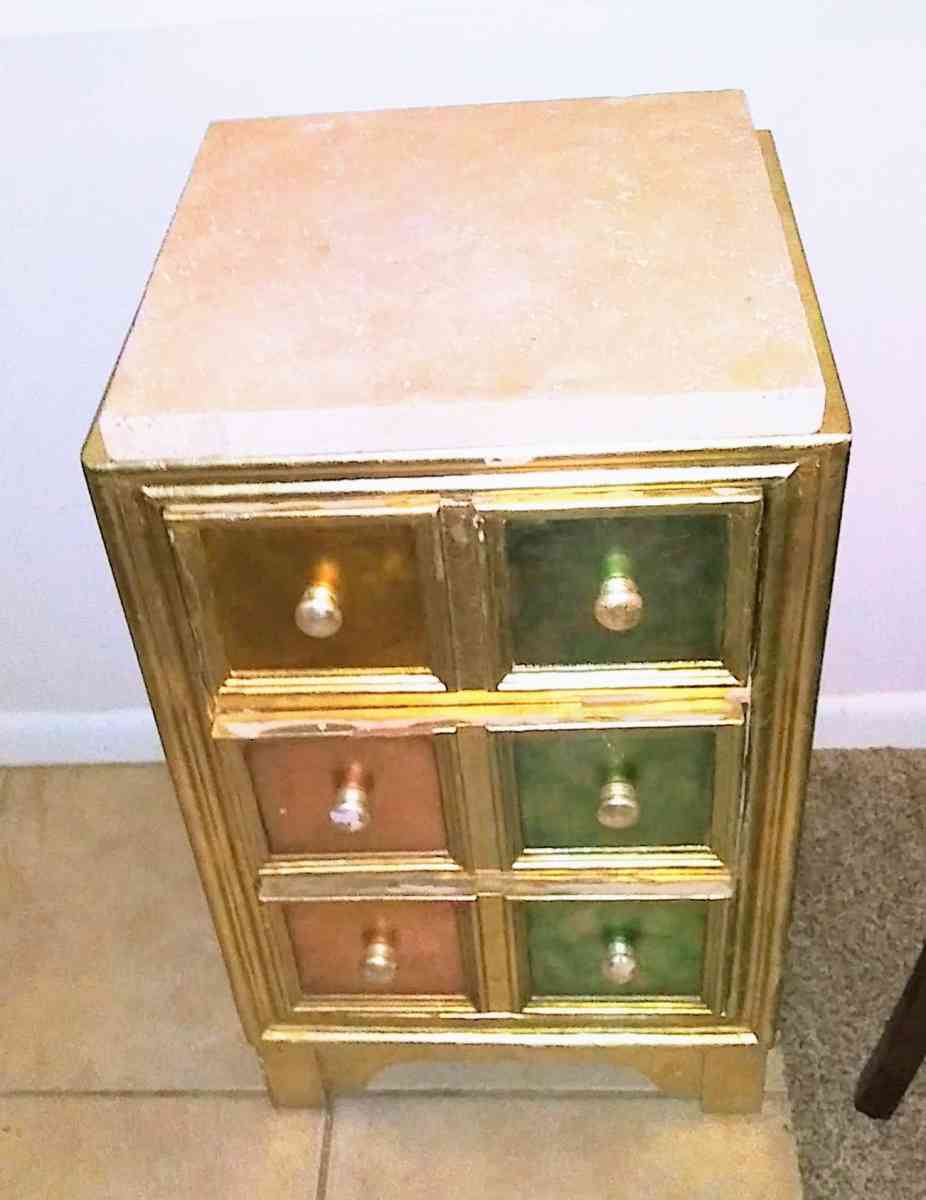 Antiqued Gold Flake Side Table