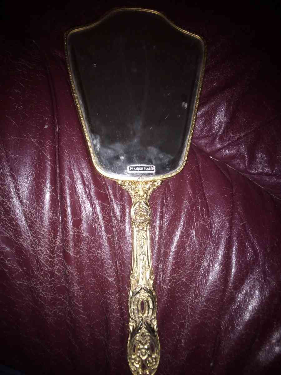 vintage hand held antique mirror