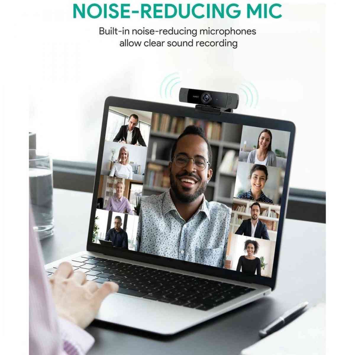 1080P Webcam w Dual Noise Reduction Stereo Microphones