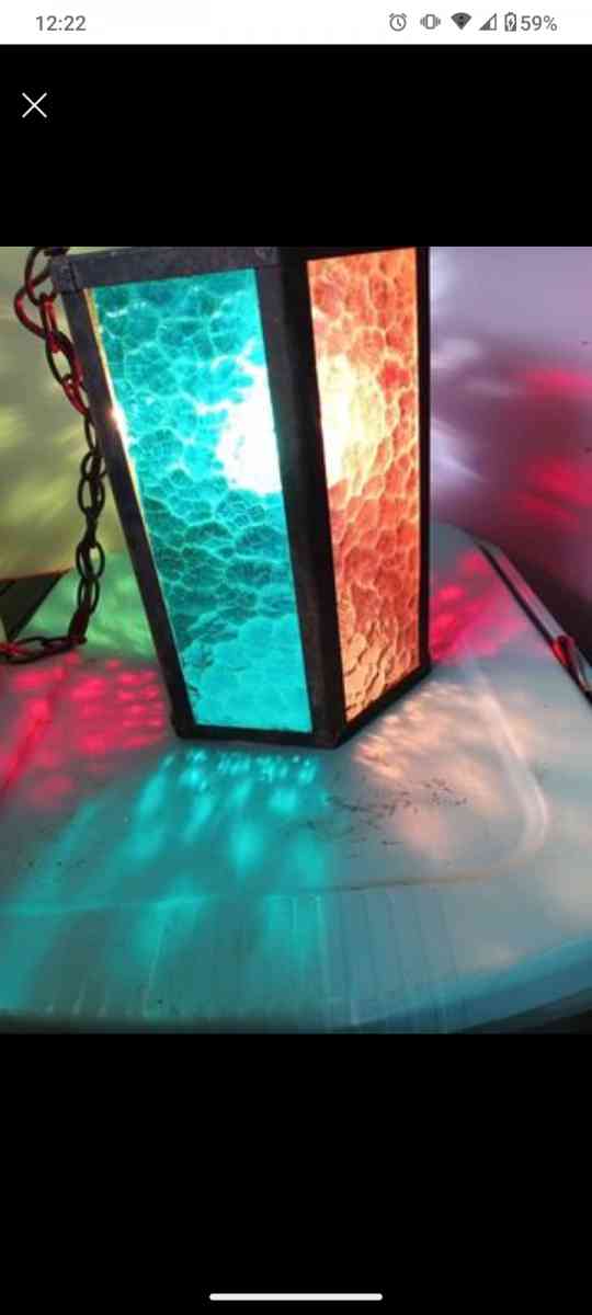 6 Sided Stained Glass Overhead Lamp