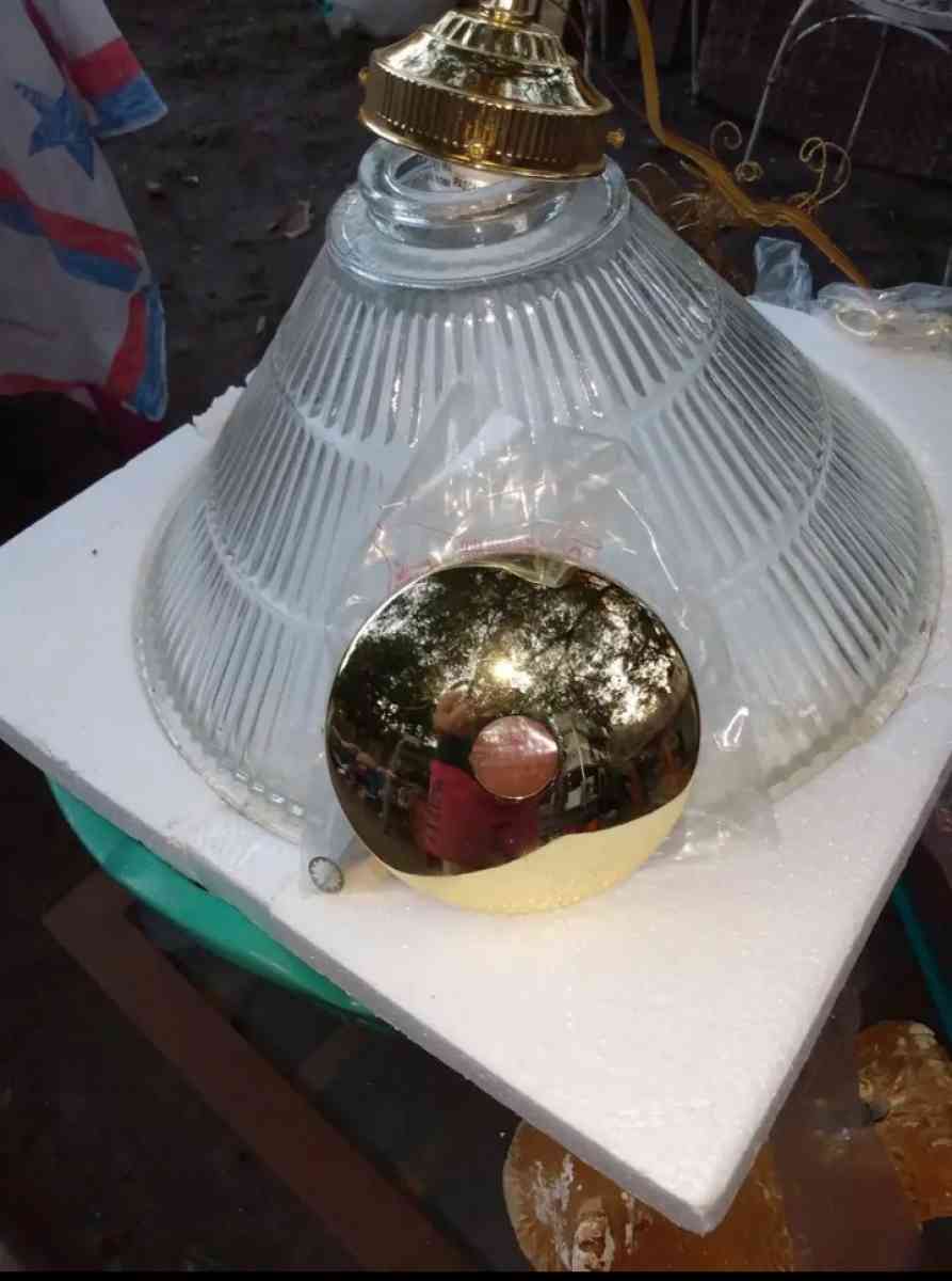 glass ribbed done chandelier