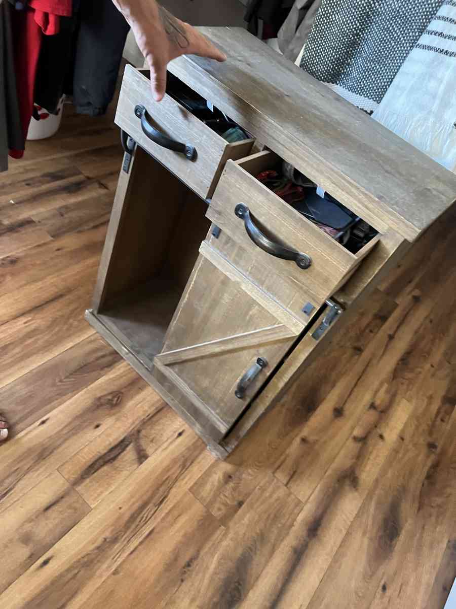 brown stand with barn doors