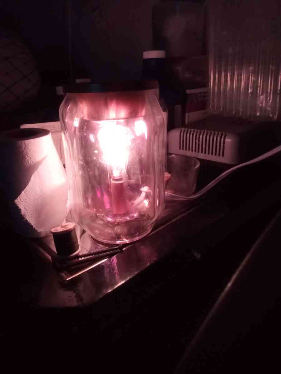 Clear light up candle burned