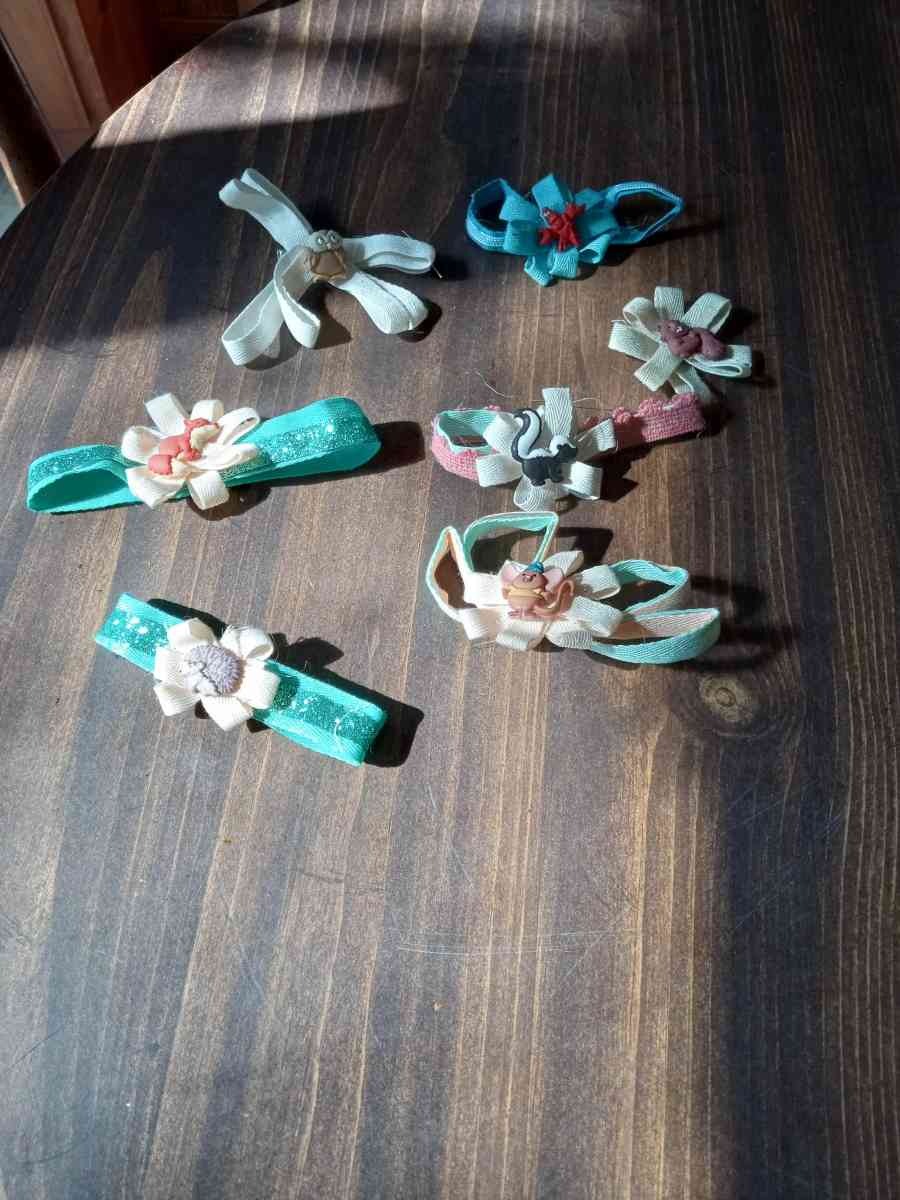 ribbon and fabric and leather hair or gifts bows