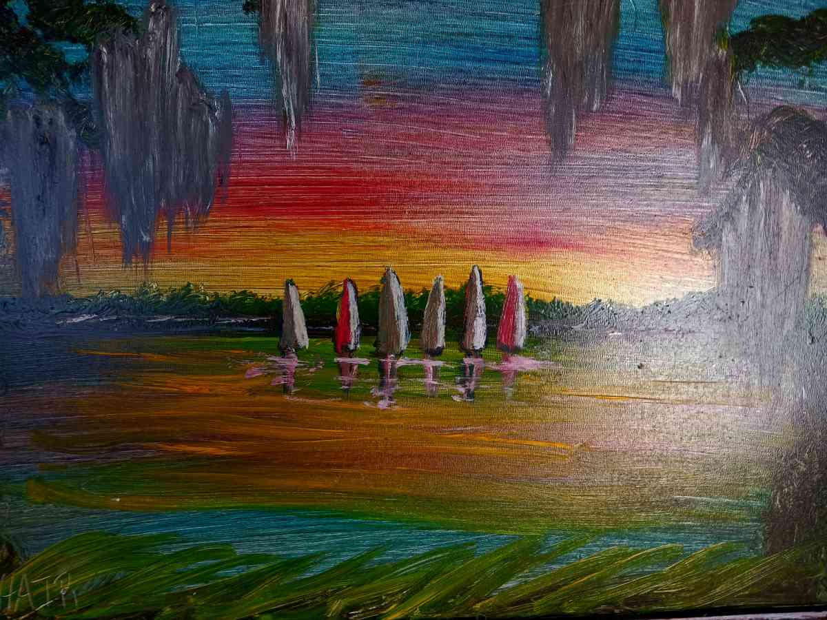 vintage original oil acrylic beautiful paintin with original