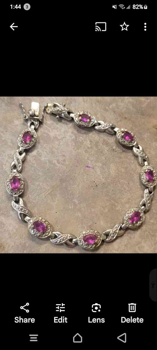 Sterling silver s925with pink ice stones bracelets