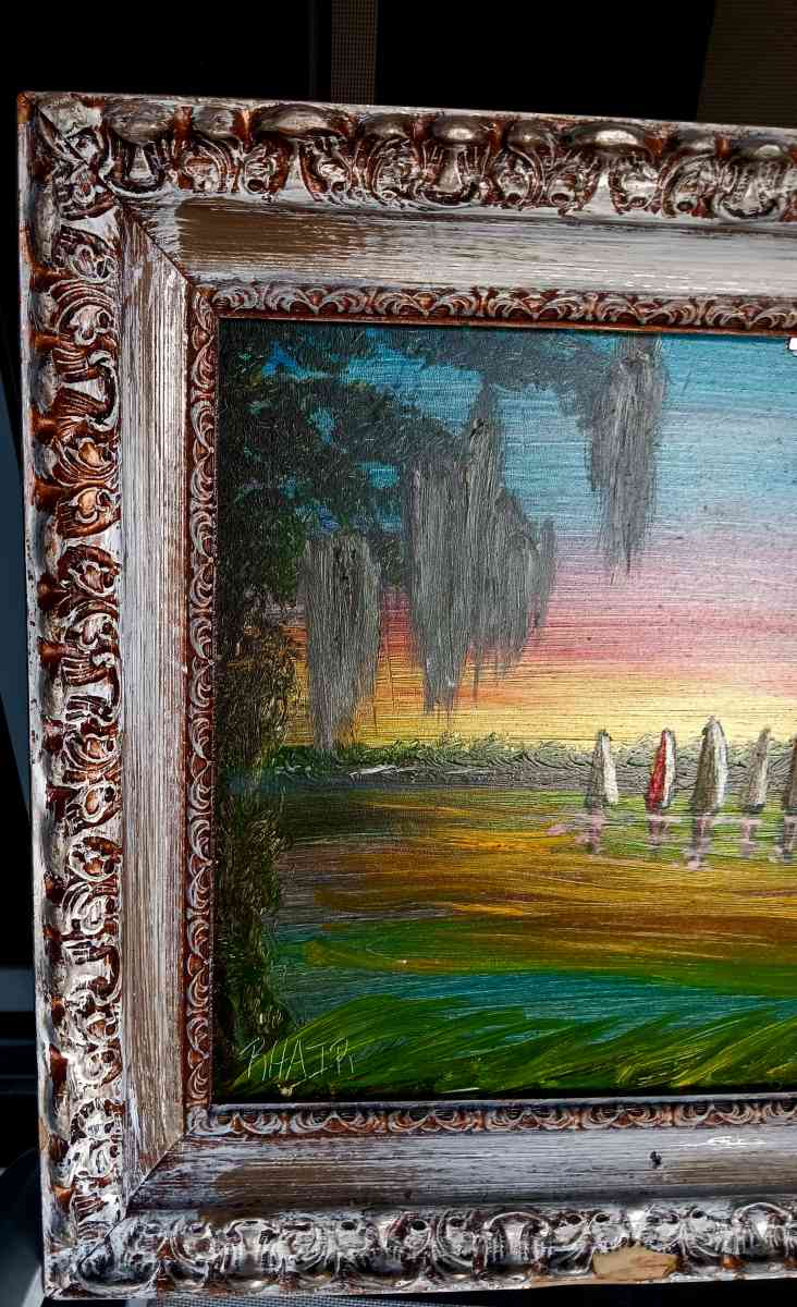 vintage original oil acrylic beautiful paintin with original