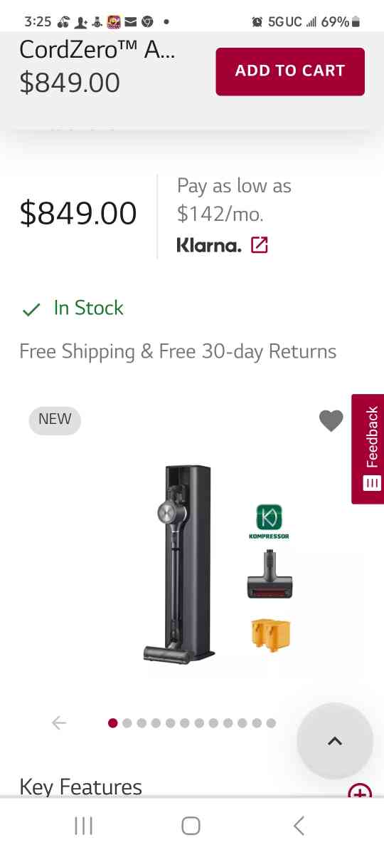 LG cord zero all in one stick vacuum with power mop