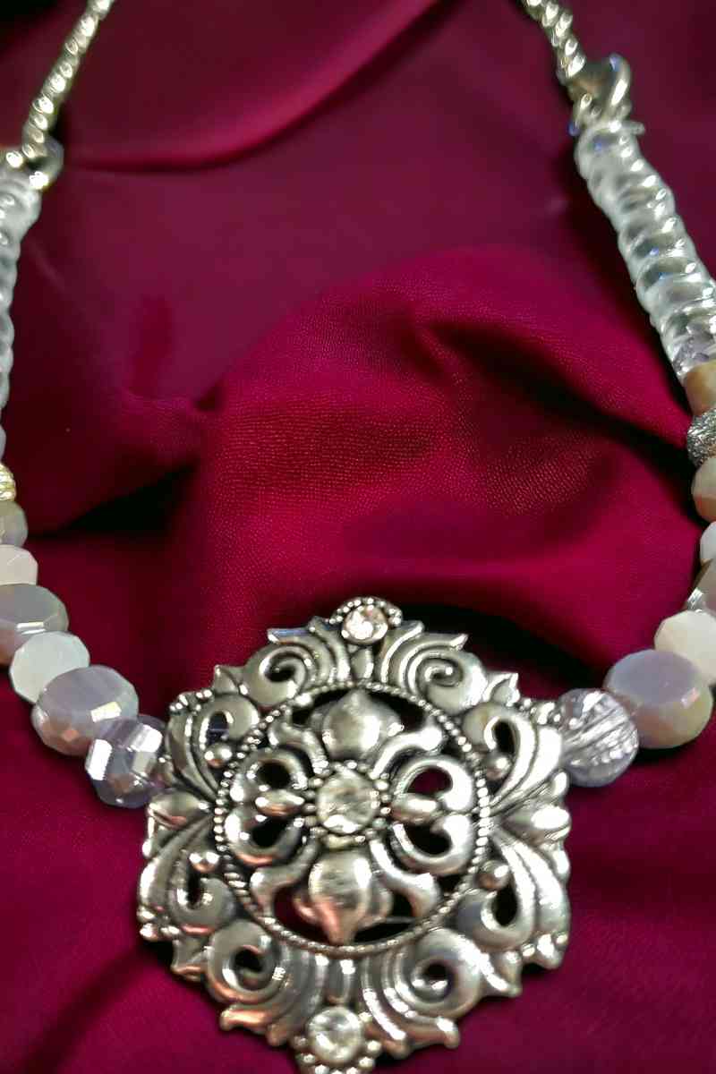 Glass Bead Necklace Bracelet and Earring Set