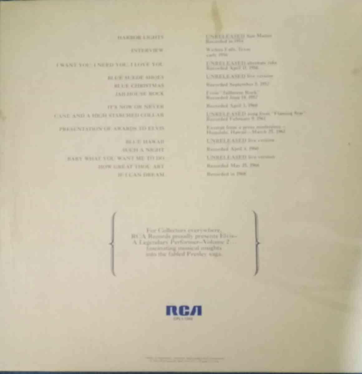 Elvis volume two A legendary performer vinyl record