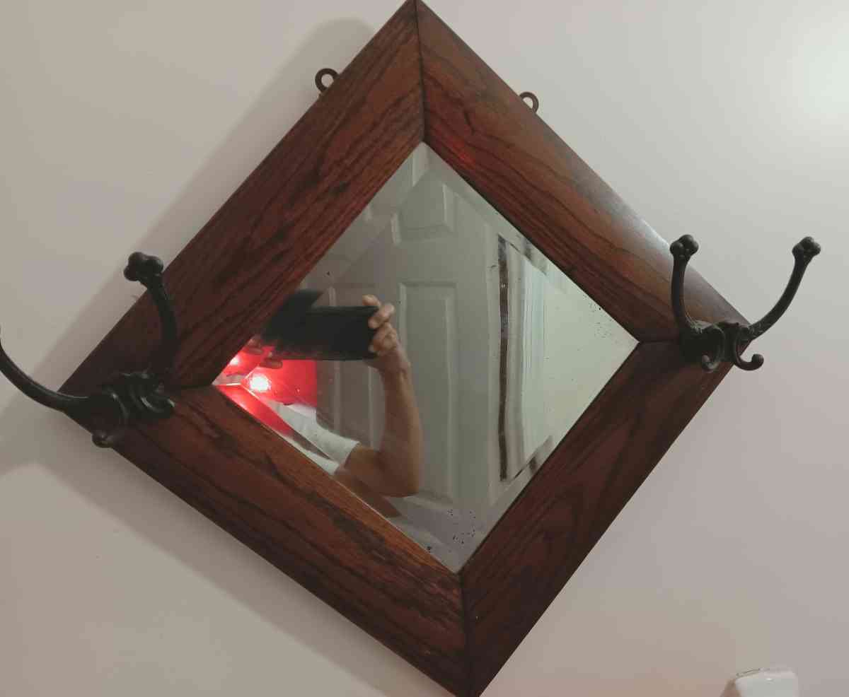 beautiful vintage hand crafted dark wood mirror