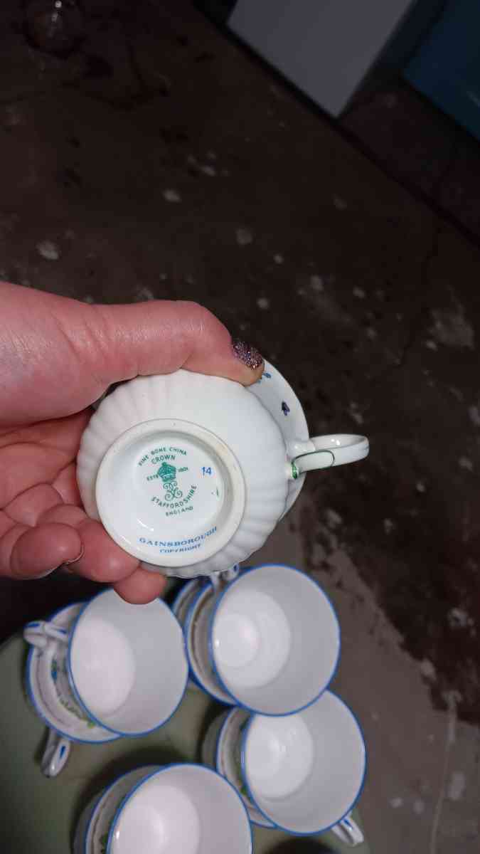 13 piece fine bone china tea cups hanpainted