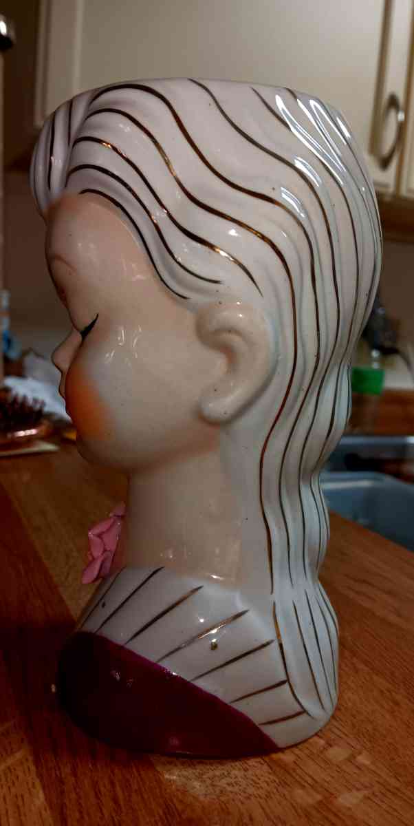 vintage 13 in porcelain painted female beauty head