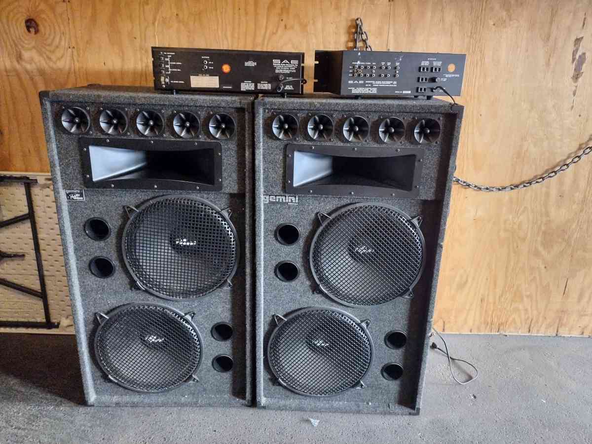 two Gemini MB speakers with equipment