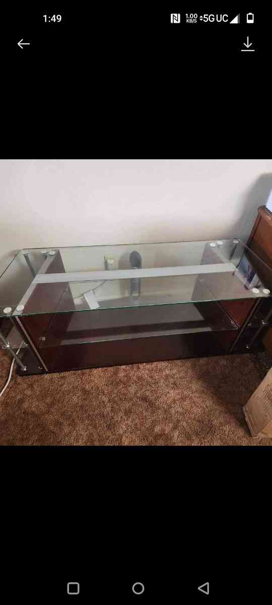 glass tv stand cash only