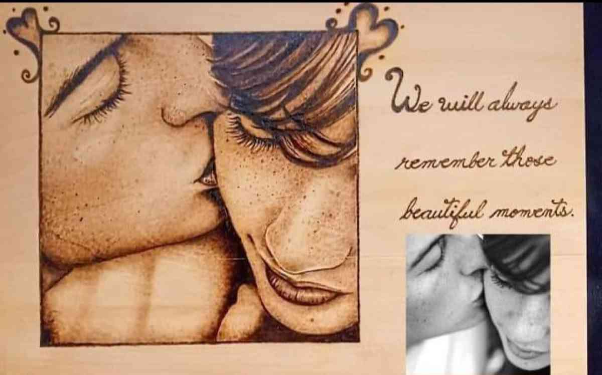 Portraits burned on wood