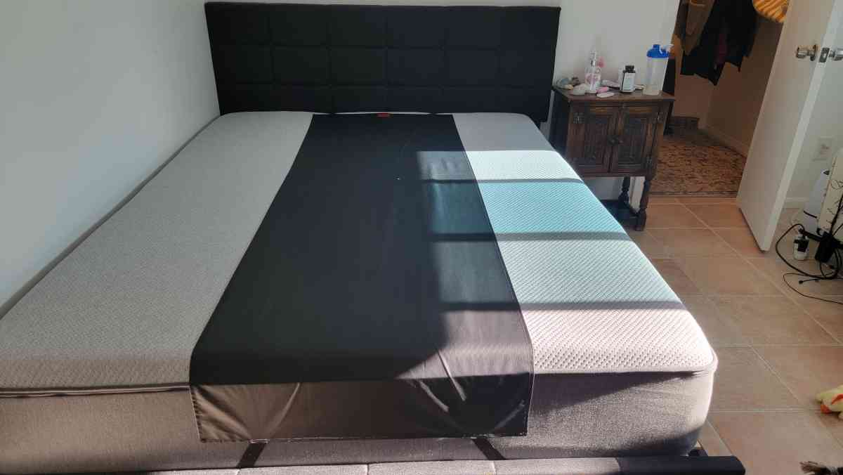 Queen memory foam mattress with a bed frame