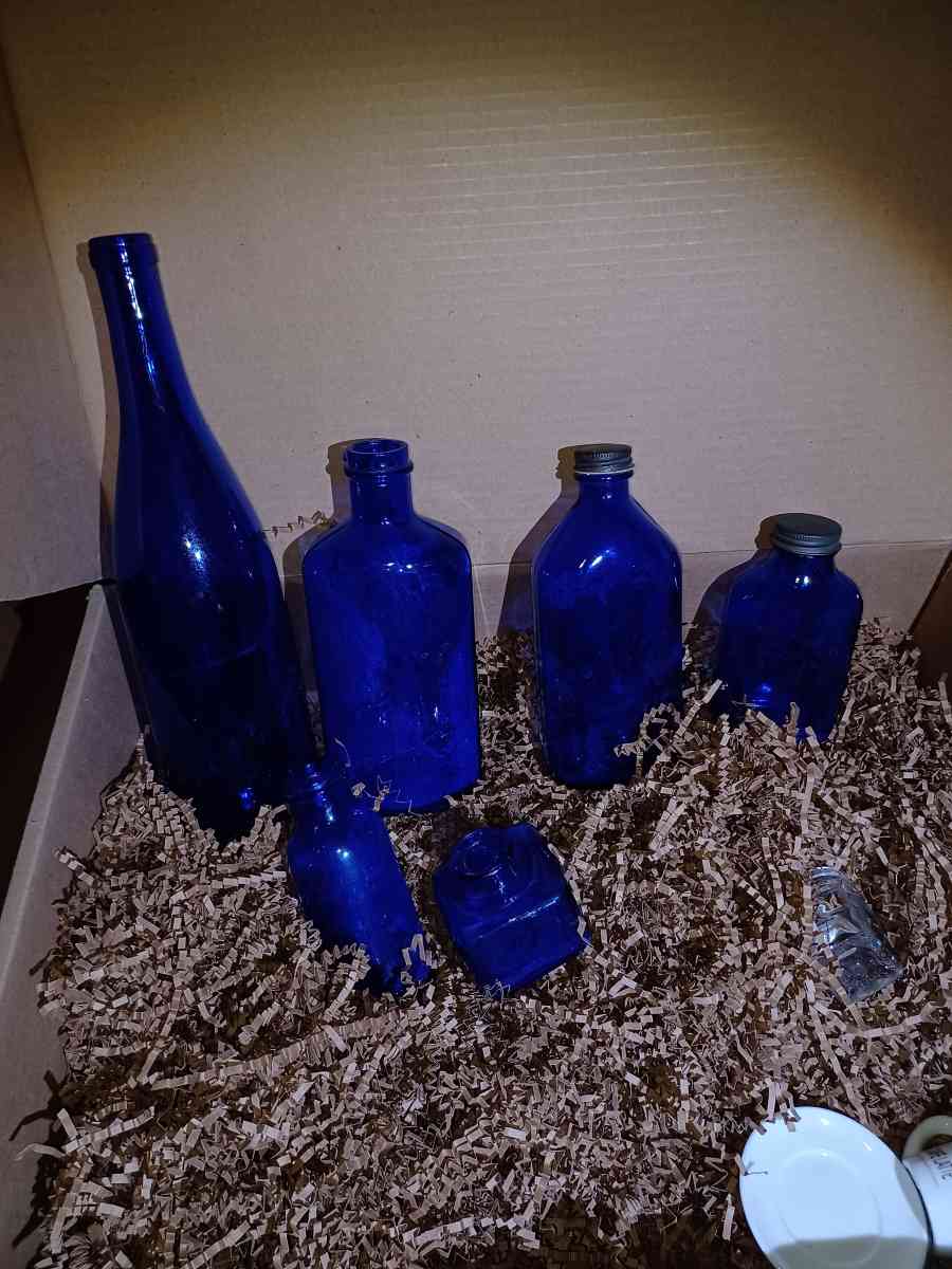 Cobalt blue Phillips milk of magnesia  bottles There are 6 o