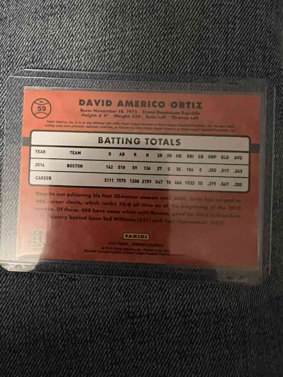 Panini David Ortiz Signed Card  59 HOF