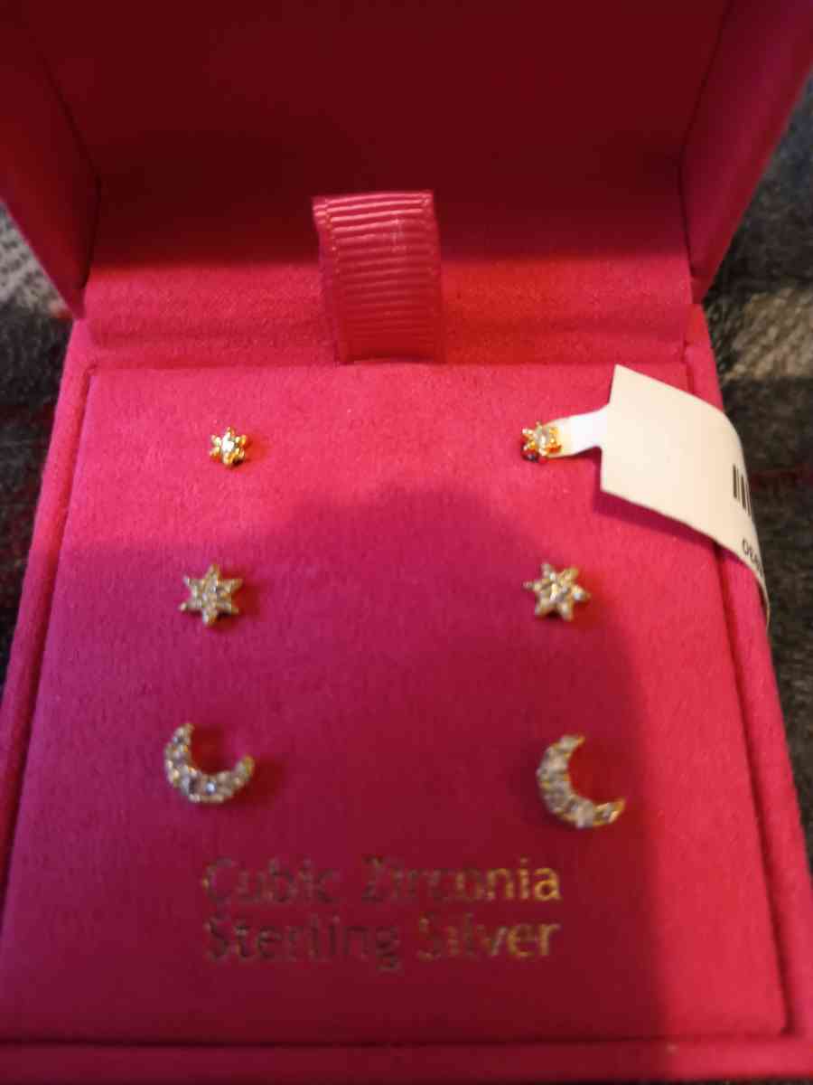 sterling silver earrings moon and stars