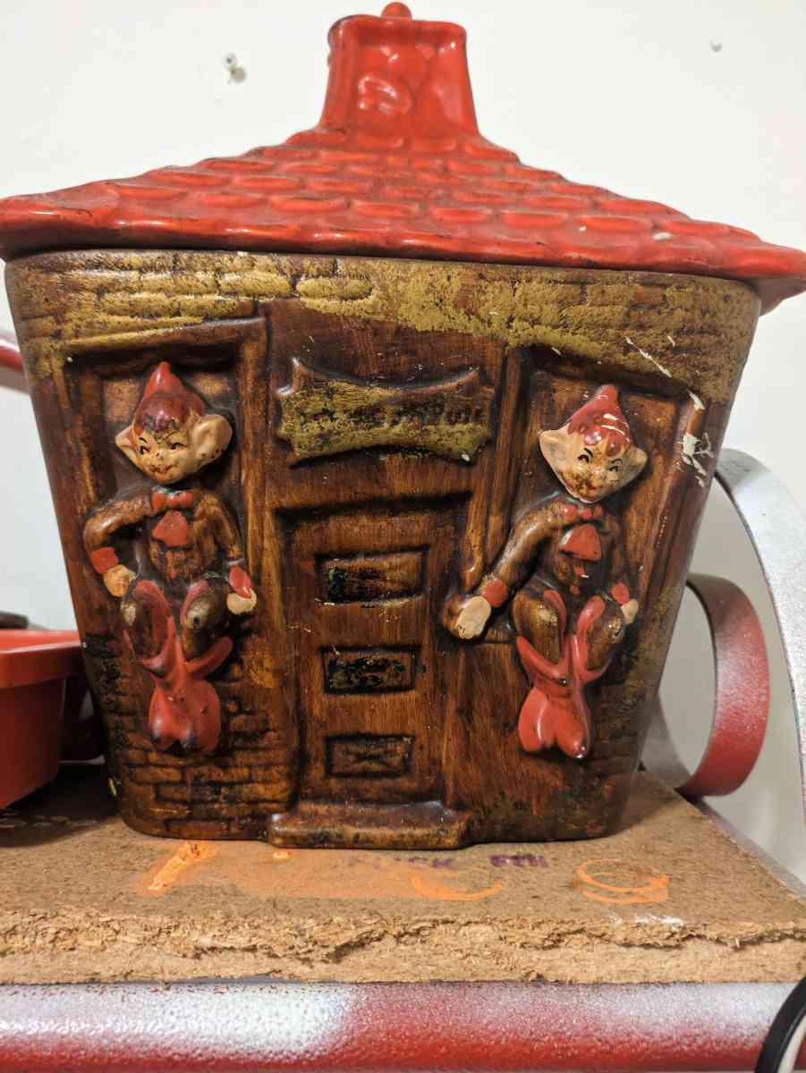 1950 to 1970 Fairy Pixie Schoolhouse cookie jar