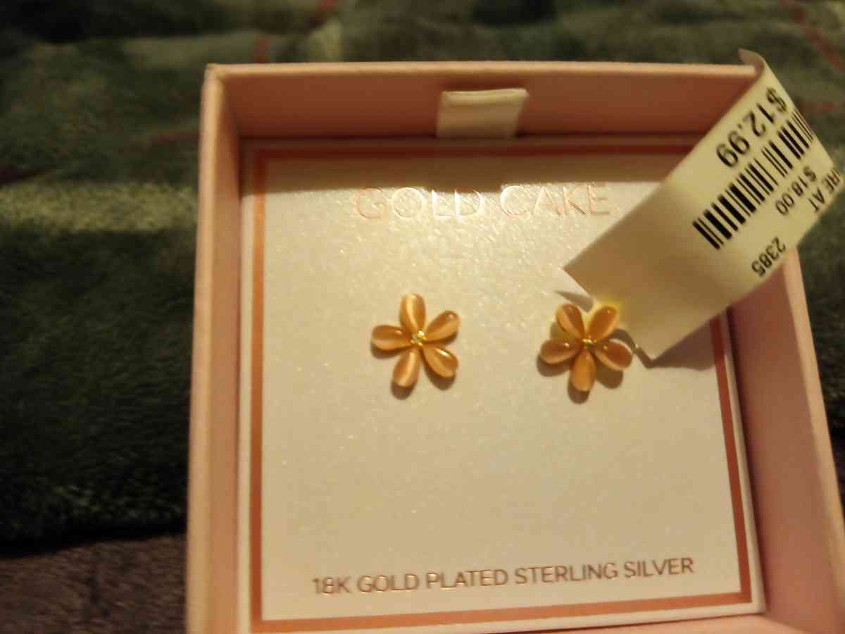 sterling silver over 10 karat gold plated earrings flowers