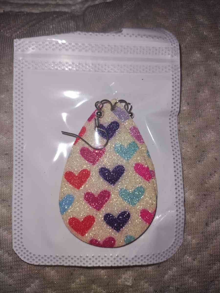 glittery teardrop heart earrings