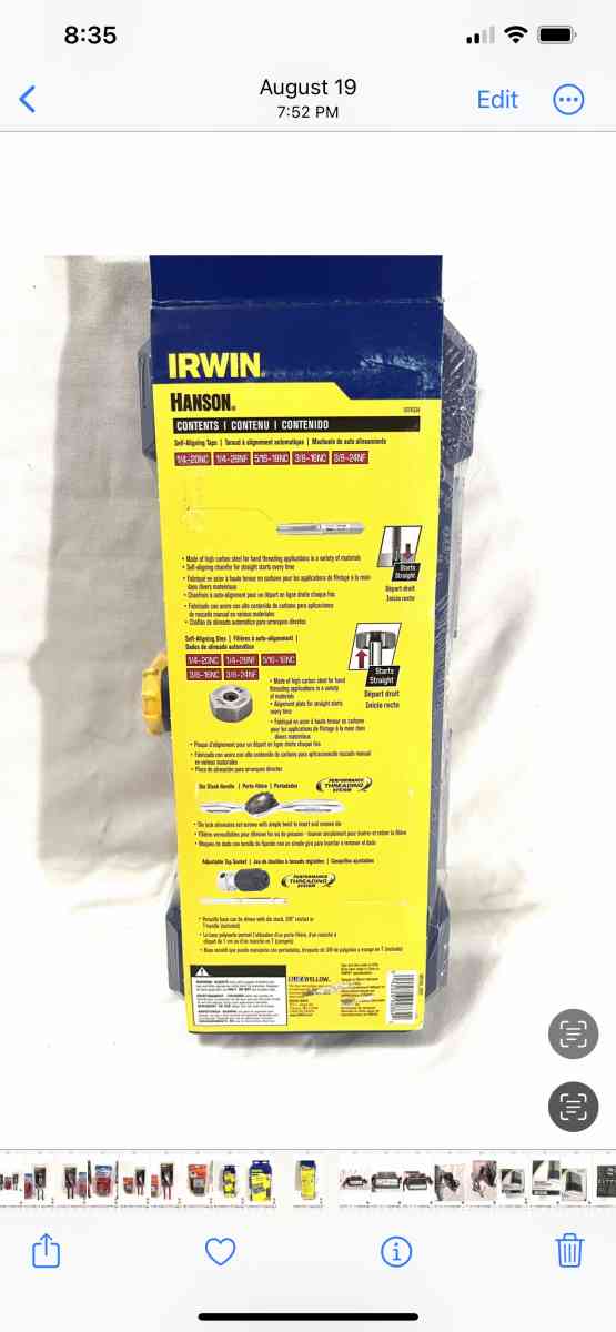 brand new Hansen Irwin 14 piece tap die set